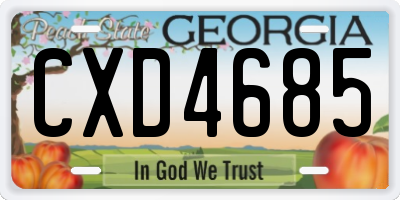 GA license plate CXD4685