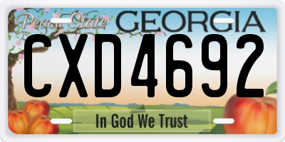 GA license plate CXD4692