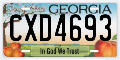 GA license plate CXD4693