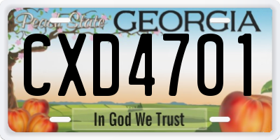 GA license plate CXD4701