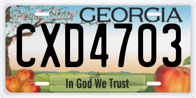 GA license plate CXD4703