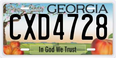GA license plate CXD4728