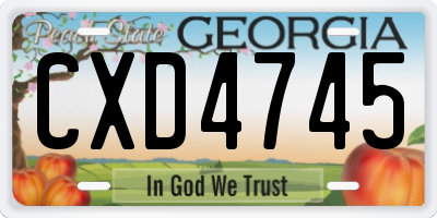 GA license plate CXD4745