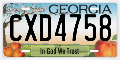 GA license plate CXD4758