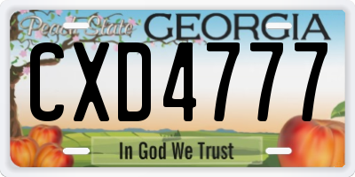 GA license plate CXD4777