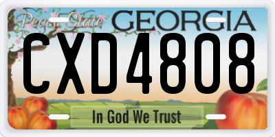 GA license plate CXD4808