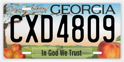 GA license plate CXD4809