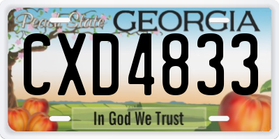 GA license plate CXD4833
