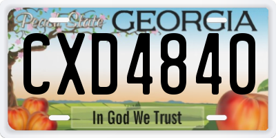 GA license plate CXD4840