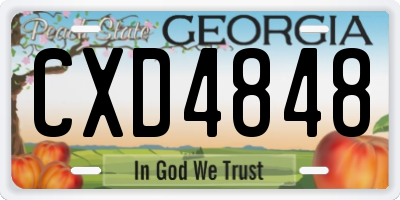 GA license plate CXD4848