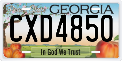 GA license plate CXD4850