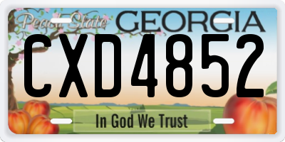 GA license plate CXD4852