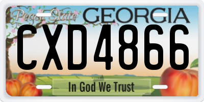 GA license plate CXD4866