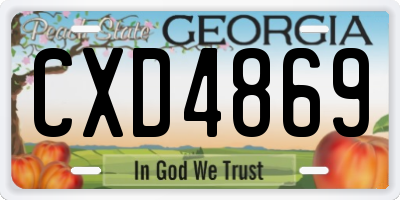 GA license plate CXD4869