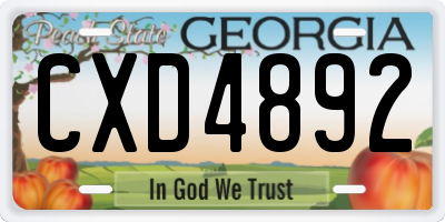 GA license plate CXD4892