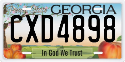 GA license plate CXD4898
