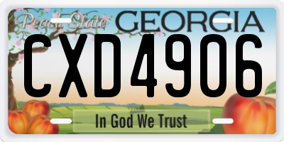 GA license plate CXD4906