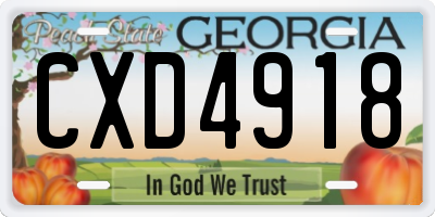 GA license plate CXD4918