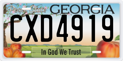GA license plate CXD4919