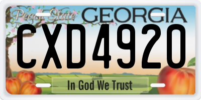 GA license plate CXD4920