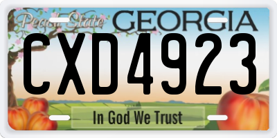 GA license plate CXD4923