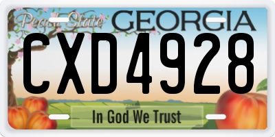 GA license plate CXD4928
