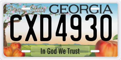 GA license plate CXD4930