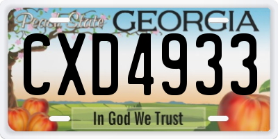 GA license plate CXD4933