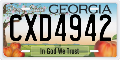 GA license plate CXD4942