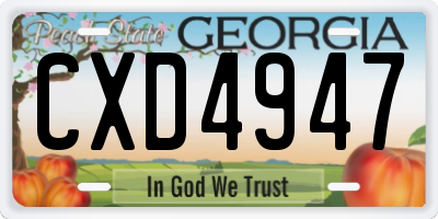 GA license plate CXD4947