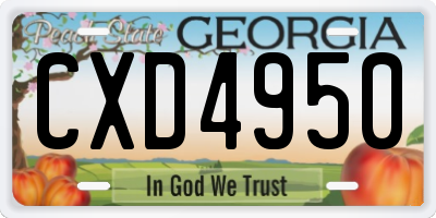 GA license plate CXD4950