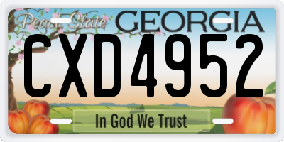 GA license plate CXD4952