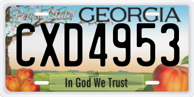 GA license plate CXD4953