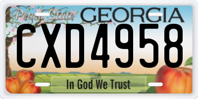 GA license plate CXD4958