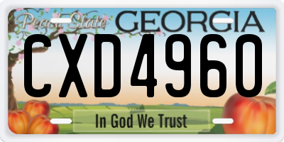 GA license plate CXD4960