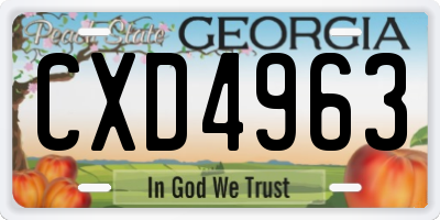 GA license plate CXD4963