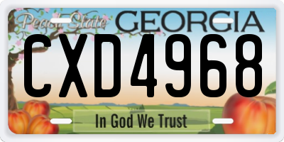 GA license plate CXD4968