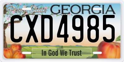 GA license plate CXD4985