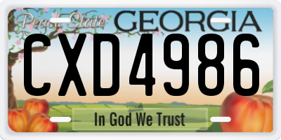 GA license plate CXD4986