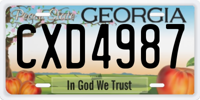 GA license plate CXD4987