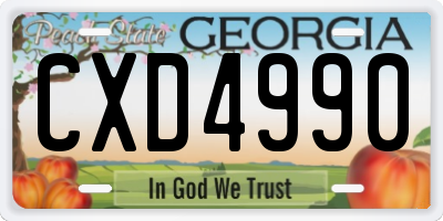 GA license plate CXD4990