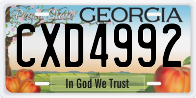 GA license plate CXD4992