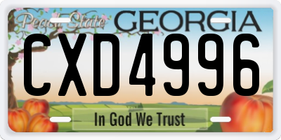 GA license plate CXD4996