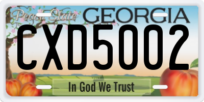 GA license plate CXD5002
