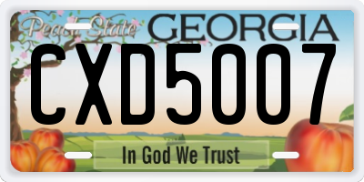 GA license plate CXD5007