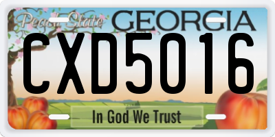 GA license plate CXD5016