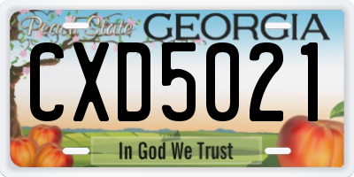 GA license plate CXD5021