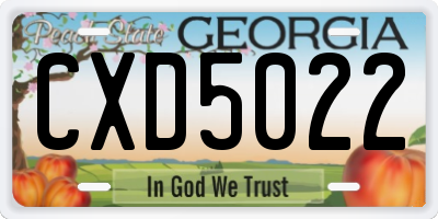 GA license plate CXD5022