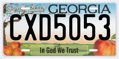 GA license plate CXD5053