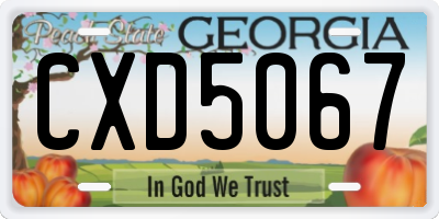 GA license plate CXD5067